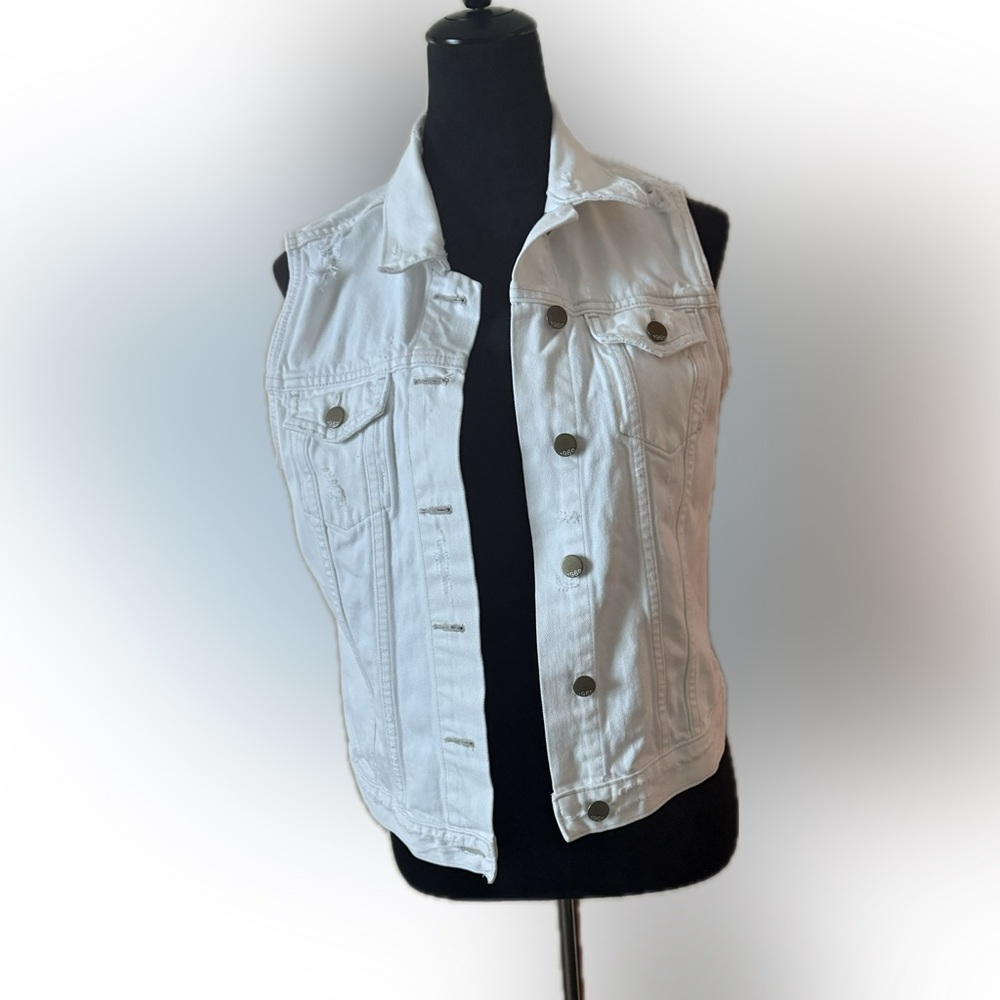 Gap 1969 Distressed Women's White Denim Vest size M